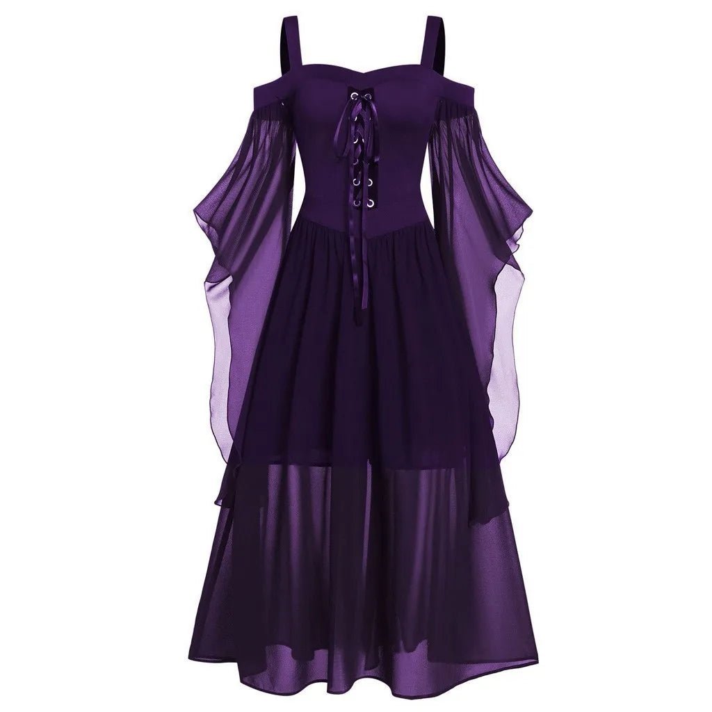 Abito Gotico Da Donna Vintage Pizzo Grunge Punk Goth Abiti Manica